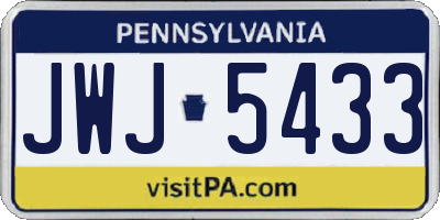 PA license plate JWJ5433