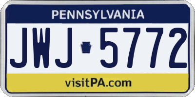 PA license plate JWJ5772