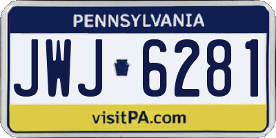 PA license plate JWJ6281
