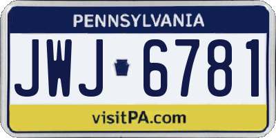 PA license plate JWJ6781