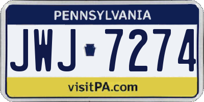 PA license plate JWJ7274