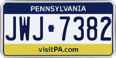PA license plate JWJ7382