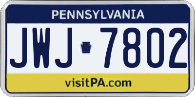 PA license plate JWJ7802
