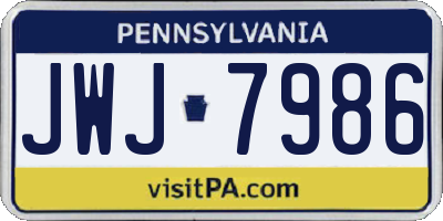 PA license plate JWJ7986