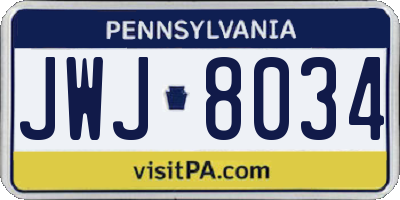 PA license plate JWJ8034