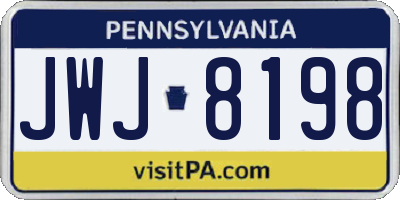 PA license plate JWJ8198