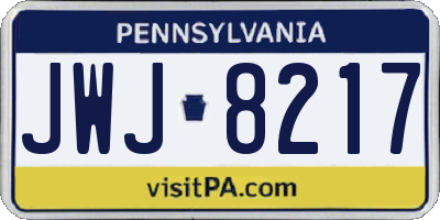 PA license plate JWJ8217