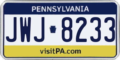 PA license plate JWJ8233