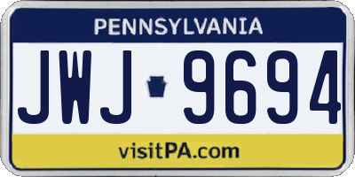 PA license plate JWJ9694