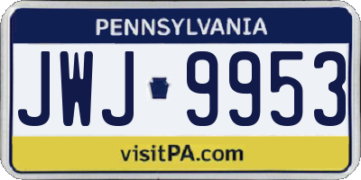 PA license plate JWJ9953
