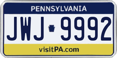 PA license plate JWJ9992