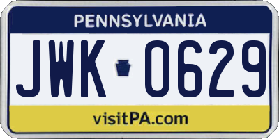 PA license plate JWK0629