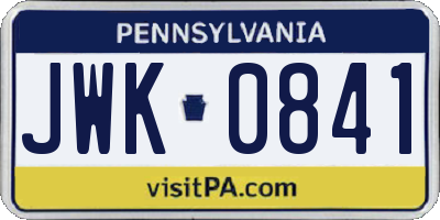 PA license plate JWK0841