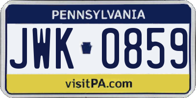 PA license plate JWK0859