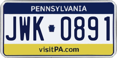 PA license plate JWK0891