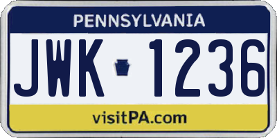 PA license plate JWK1236