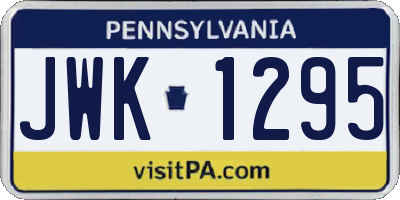 PA license plate JWK1295