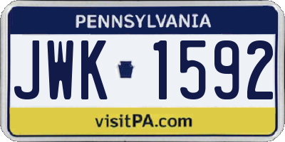 PA license plate JWK1592