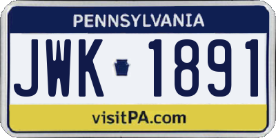 PA license plate JWK1891