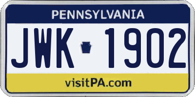 PA license plate JWK1902