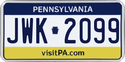 PA license plate JWK2099