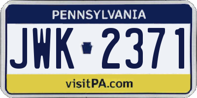 PA license plate JWK2371