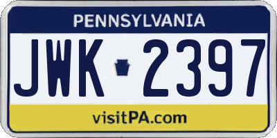 PA license plate JWK2397