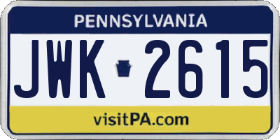 PA license plate JWK2615