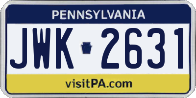 PA license plate JWK2631
