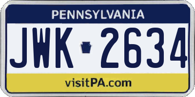 PA license plate JWK2634