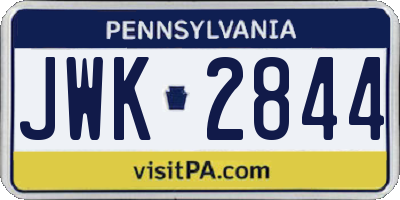 PA license plate JWK2844