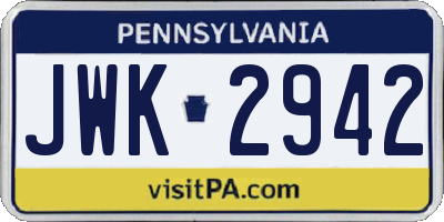 PA license plate JWK2942