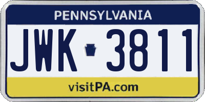 PA license plate JWK3811