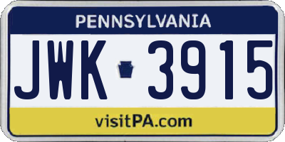 PA license plate JWK3915