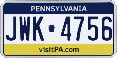 PA license plate JWK4756