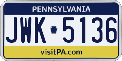 PA license plate JWK5136