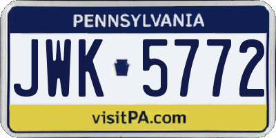 PA license plate JWK5772