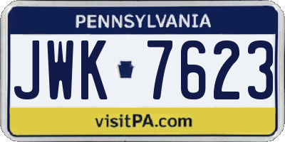 PA license plate JWK7623
