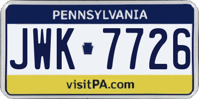 PA license plate JWK7726