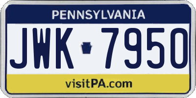 PA license plate JWK7950