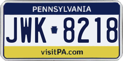 PA license plate JWK8218