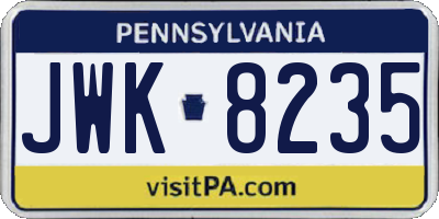 PA license plate JWK8235