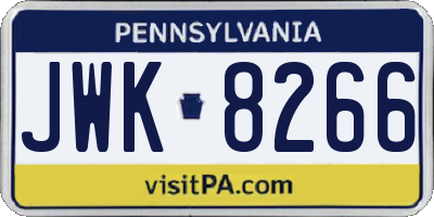 PA license plate JWK8266