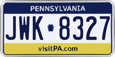 PA license plate JWK8327