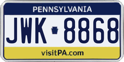 PA license plate JWK8868