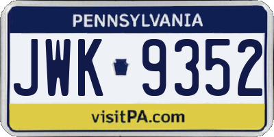 PA license plate JWK9352