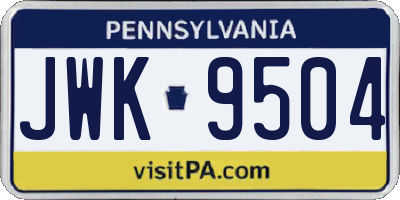 PA license plate JWK9504