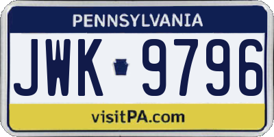 PA license plate JWK9796