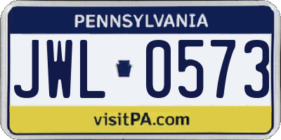 PA license plate JWL0573
