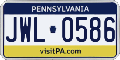 PA license plate JWL0586